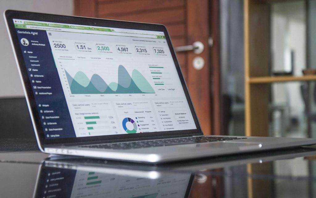 Laptop showing website audience analytics charts