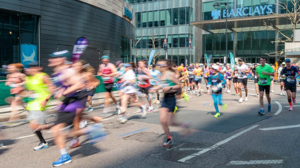 Runners taking part in a big-city marathon