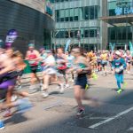 Runners taking part in a big-city marathon