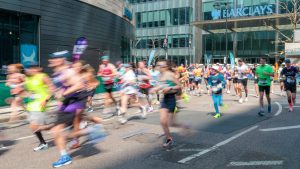 Runners taking part in a big-city marathon