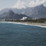 Beach and mountains on the coast of Antalya, Türkiye