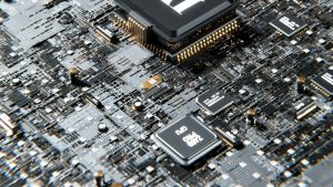 Computer chip labelled AI on a circuit board