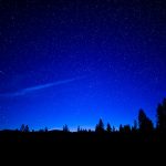 Shooting star streaking across a starry night sky