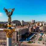Independence Square and its monument in central Kyiv, Ukraine