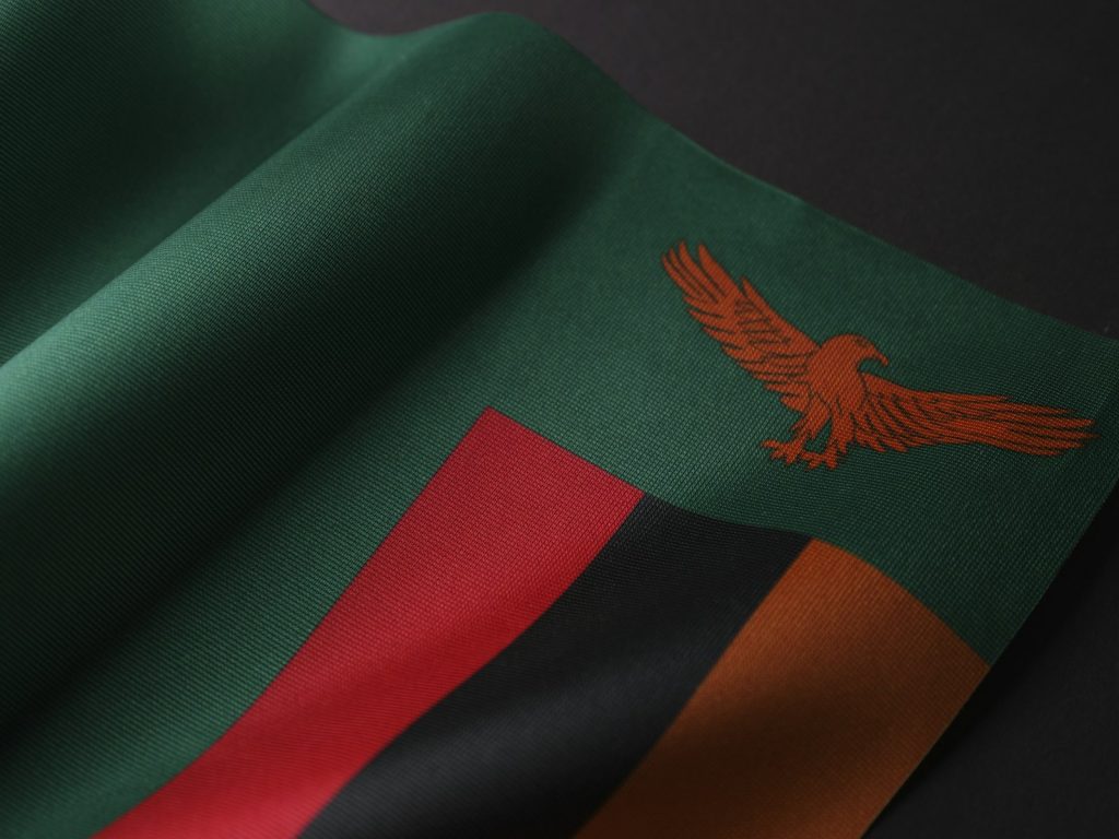 Zambia's national flag with the eagle emblem